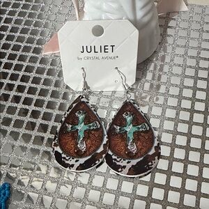 Teardrop Earrings - Brown and Green